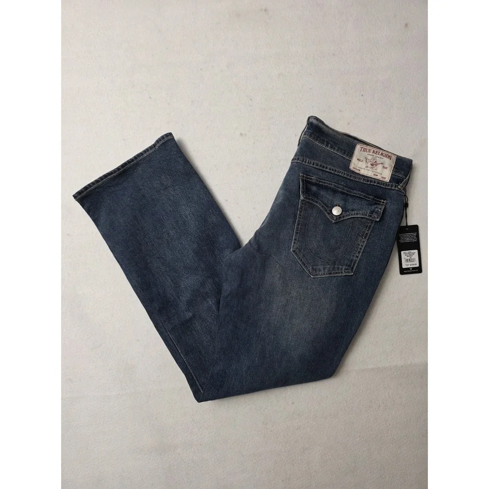 True Religion Billy Relaxed‎ Bootcut Jeans Mens 38x33.5 Blue Cowboy Western NWT